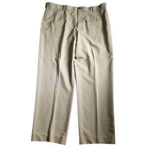 LL Bean Mens 40x31 Classic Fit Tan Flat Front Straight Dress Pants 100% Wool